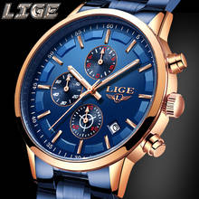 2019 LIGE Business Men Watch Luxury Brand Stainless Steel Wrist Watch Chronograph Army Military Quartz Watches Relogio Masculino 2024 - buy cheap