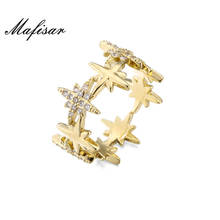 Mafisar Fashion Hip Hop Jewelry Gold Color Statement Bling Bling CZ Geometric Ring For Women Open Design Adjustable Size 2024 - buy cheap