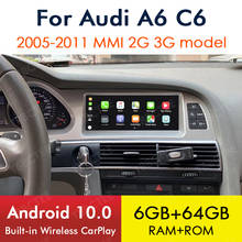 Android 10 carplay sem fio 6gb 64gb para audi a6 c6 4f 2005 2011 mmi 2g 3g carro multimídia jogador gps navi estéreo wifi bt 2024 - compre barato