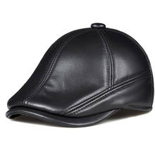 Exclusive Unisex Vintage Genuine Leather Beret Cap Newsboy Sunscreen Women Retro Casual Peaked Hat Men Fishing Trucker Gorras 2024 - buy cheap