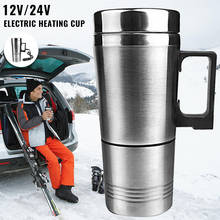 Copo de aquecimento portátil para carro, 12/24v, chaleira de água e leite, chá, café, caneca de veículo de acampamento aquecida em aço inoxidável 2024 - compre barato