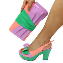 Verde com roxo cor pêssego salto alto sandália e bolsa conjuntos de bolsas cr2127 altura 10cm 2024 - compre barato
