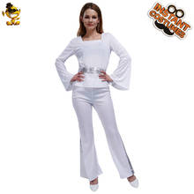 Women's 70's Disco Lady Costume Fancy Dress  White Hippie Disco Suit Cosplay Halloween  Party Costumes 2024 - buy cheap