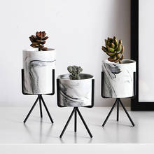 Rack Shelf Ceramic Decoration Flower Pot Desktop Plant Holder Home Marble Vase With Iron Stand Nordic Garden Office Planter 2024 - buy cheap