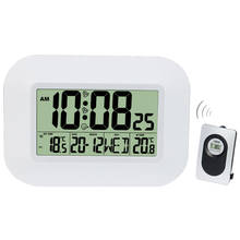 Reloj de pared Digital con pantalla LCD, despertador de escritorio con termómetro de temperatura, higrómetro de humedad, calendario de repetición, Número grande 2024 - compra barato