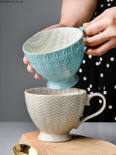 Copo de café da manhã criativo, copo de cerâmica de tamanho grande com 360ml, copo de leite de grande capacidade, caneca doméstica 2024 - compre barato