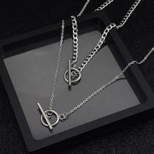 1pc Two Types Long Chain Necklace Idol Same Jewelry Fashion Stainless Steel Necklace OT Pendant Choker Men Women  kpop 2024 - buy cheap