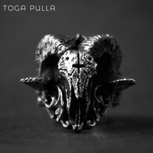 Vintage Punk Gothic Sorath Skull Ring Men Stainless Steel Satanic Demon Ring Cool Male Baphomet Goat Head Pagan Ring Jewelry 2024 - buy cheap