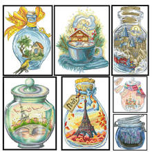 Scenery in Bottle Patterns Cross Stitch Kits Blank Fabric Embroidery Sets 11CT 14CT Needlework Crafts Home Fun Wall Decoration 2024 - buy cheap