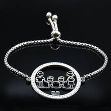 2021 Family Dad Mum Two Son Crystal Stainless Steel Chain Bracelet Women Silver Color Bracelets Jewelry pulseira feminina B18519 2024 - buy cheap