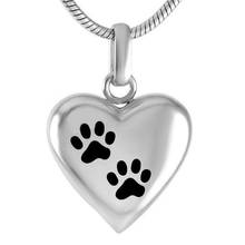 Collar de acero inoxidable 316L con urna conmemorativa para cenizas, joyería de cremación de corazón, pata de perro doble, color negro, venta al por mayor, barato 2024 - compra barato