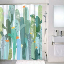 Forest Nordic Style Shower Curtains Set With Hooks Green Tropical Plants Leaf Cactus Bathroom Polyester Waterproof  Frabic 2024 - buy cheap