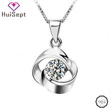 HuiSept Fashion 925 Silver Jewelry Necklace with Round Shape AAA Zircon Gemstone Pendant for Female Wedding Party Gift Ornaments 2024 - buy cheap