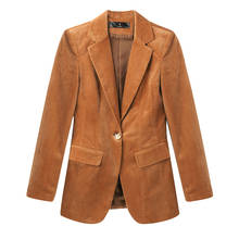 Женский вельветовый пиджак, облегающий пиджак с длинным рукавом, Осень-зима 1822 2024 - купить недорого