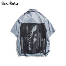 Una Reta, повседневная мужская рубашка с коротким рукавом, новинка 2021, свободные летние топы, модные рубашки в стиле хип-хоп с принтом лица, мужская одежда 2024 - купить недорого