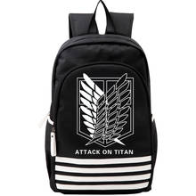 Ataque em titan cosplay oxford luminosa mochila estudante escola bolsa de ombro teentage portátil viagem presente 2024 - compre barato