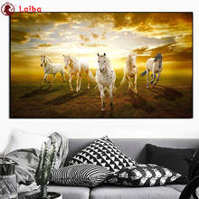 diy diamond embroidery Modern animal art, horses running at sunset diamond painting full drill diamond mosaic home decoration 2024 - buy cheap