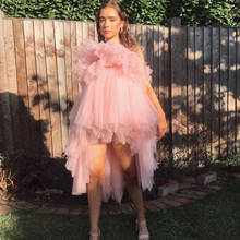 Pink Fashion Cute Elegant Women Dress  paghetti Strap Tulle Skirts Ruffles A-line Hi-Lo Dress Family Party Custom Made 2024 - buy cheap