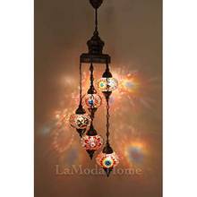 LaModaHome 40 + уникальных цветов, 2020 настраиваемая люстра 5 шариков + 5 бесплатных лампочек, потрясающая мозаичная Турецкая лампа, мароккансветильник 2024 - купить недорого