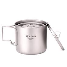 Tiartisan Camping Water Cup combination 350ml-750ml Ultralight Titanium Cup Mug Pot Foldable Handle with Lid and Stuff Sack 2024 - buy cheap