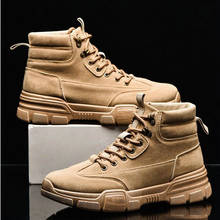 Botas de desierto para hombre, botines de lona, zapatos de trabajo militares, Zapatillas altas negras Vintage, zapatos informales, A56-90 2024 - compra barato