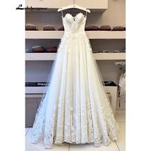 Vestidos de novia de encaje con tirantes finos, romántico, con apliques, talla grande 2024 - compra barato