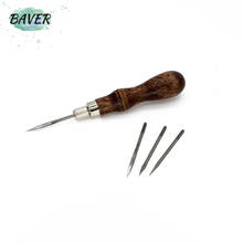 Leather Craft 4 in 1 Stitching Lacing Scratch Awl  sewing Tool Set wood Handle 2024 - buy cheap