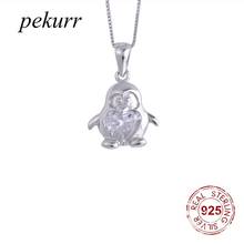 Pekurr 925 Sterling Silver Zircon Cute Penguin Necklaces For Women Crystal Animal Pendants Choker Girl Fashion Jewelry 2024 - buy cheap