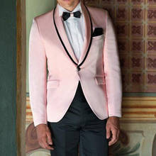 Slim fit Pink Prom Suits for Men Club 2 piece Custom Wedding Tuxedo for Groomsmen with Shawl Lapel Man Fashion Clothes Set 2020 2024 - buy cheap