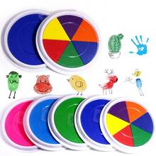Almohadilla de tinta de colores divertida para niños, pintura de dedos, manualidades, fabricación de tarjetas, grande y redonda, juguetes educativos de dibujo, juguetes interactivos 2024 - compra barato