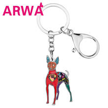 ARWA Enamel Rhinestone Rat Terrier Dog Key Chain Animal Key Rings Jewelry For Women Girls Teens Pet Lovers Charming Accessories 2024 - buy cheap