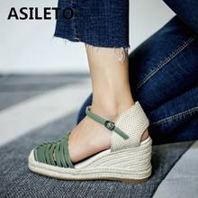 ASILETO Sweet Fashion Buckle Women's Sandals 2021 Hemp Espadrilles Wedged High Heels Newest Quality Party Dancing Shoes Woman 2024 - buy cheap