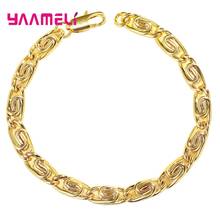 Wholesale Fashion Hip Pop Big Golden Chains Bracelets 925 Sterling Silver Unisex Chains For Men Woman Factory Price 2024 - buy cheap