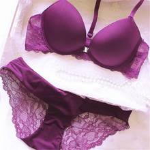 Lolita-Conjuntos de ropa interior de talla grande para mujer, sujetador con aros sin costuras, conjunto de bragas, sujetador morado, blanco y rojo 2024 - compra barato