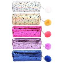 Holographic Iridescent Laser Pencil Case for Girls Cute Pencil Box Hairball Pencil Bag School Supplies Stationery 19QA 2024 - buy cheap