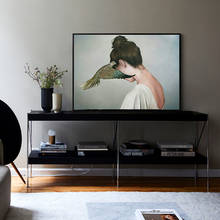 Современная Абстрактная Картина на холсте в скандинавском стиле с изображением птицы и девушки, Художественная печать, плакат, картина на стену, украшение для дома в гостиной 2024 - купить недорого