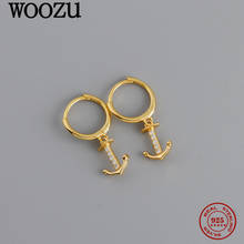 WOOZU Genuine 925 Sterling Silver Minimalist Anchor Zircon Pendant Drop Earrings For Women Party Bohemian Rock Girl Jewelry Gift 2024 - buy cheap