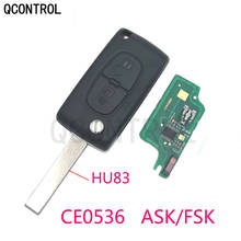 QCONTROL 2 кнопки Авто Автомобильный Брелок дистанционного управления с ключом ID46 чип для PEUGEOT 207 208 307 308 408 Partner CE0536 ASK/FSK HU83 Blade 2024 - купить недорого