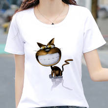 New 3D cat printed t shirt women fashion Harajuku Short Sleeve t-shirt White Thin section plus size Tshirt female Tops clothing 2024 - buy cheap