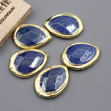 APDGG-conector con cuentas de lapislázuli azul, 5 uds., venta al por mayor, bisel de Color para fabricación de joyas 2024 - compra barato