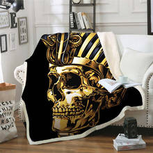 Manta polar gótica con estampado 3d de calavera para cama, colcha gruesa de moda, colcha de Sherpa para adultos y niños 02 2024 - compra barato