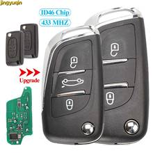 Jingyuqin 2/3B ASK/FSK Filp Remoto Chave Do Carro Fob 433MHz ID46 Chip de Reequipamento Para Peugeot 307 407 607 807 parceiro CE0523 HU83/VA2 Lâmina 2024 - compre barato