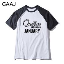 GAAJ "Queens are born in January" Man & Women Unisex T Shirt Tops Tees Streetwear Long Slevee Tshirt Men Male Hit Color Collar 2024 - buy cheap