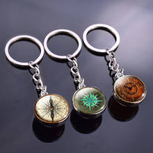 Vintage Compass Art Photo Glass Ball Keychain Men Women Punk Key Chain Holder Car Key Rings Jewelry Travel Gifts 2024 - buy cheap