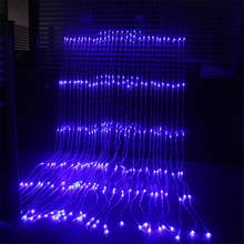 Cortina de luz LED de cascada, guirnalda de luz de fondo de boda, carámbano, lluvia de meteoros, 3x3m, 320LED, 1 Juego 2024 - compra barato
