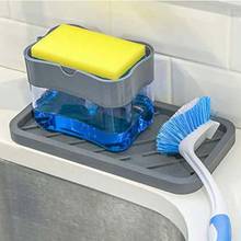 Dispensador de sabão 2 em 1, dispensador de sabão líquido com esponja de armazenamento, acessórios de cozinha para banheiro 2024 - compre barato
