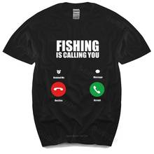 cotton tshirt men summer tees Fishing Is Calling You T-Shirt Men Fish Gofishing Fisher Fishermen fashion brand tshirt homme tops 2024 - buy cheap