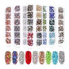 Strass de cristal para arte em unhas, strass de tamanho misto para manicure diy com 12 grades, 1440 peças 2024 - compre barato