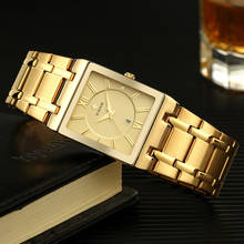 Relojes 2021 Golden Watch Men Quartz Square Watch with Stainless Steel WWOOR Top Brand Luxury Gold Waterproof Date Wrist Watches 2024 - buy cheap