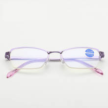 Óculos de leitura unissex, meia armação metálica, ultraleve, antiluz azul, óculos de leitura, para idosos 2024 - compre barato